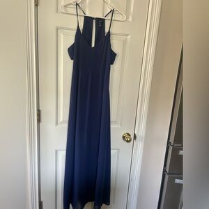 Forever 21 Blue sheer long Women's Dress, side/back key hole openings Med